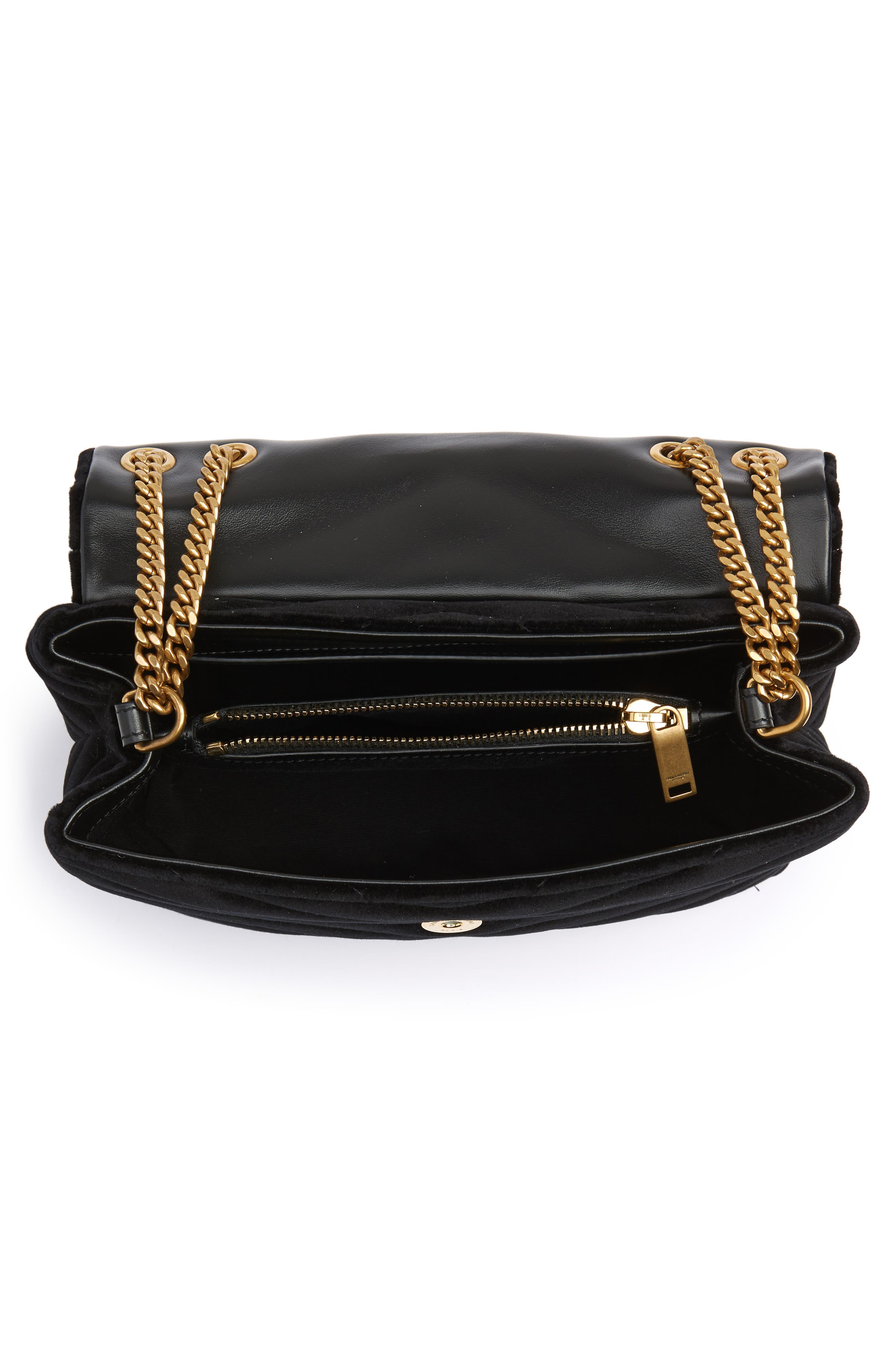 Saint Laurent Small Loulou Velvet Shoulder Bag, Alternate, color, 