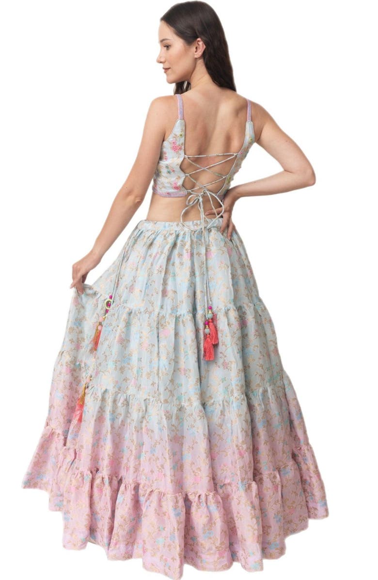 RAAS Bethany Hand Tie Dye Lehenga Choli, Alternate, color, Light Blue Multi