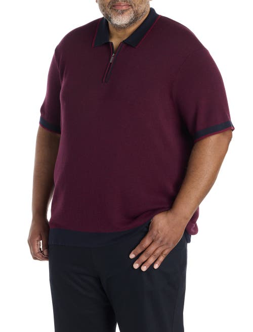 Perry Ellis Big & Tall Colorblocked Stitched Sweater Polo in Zinfandel  product