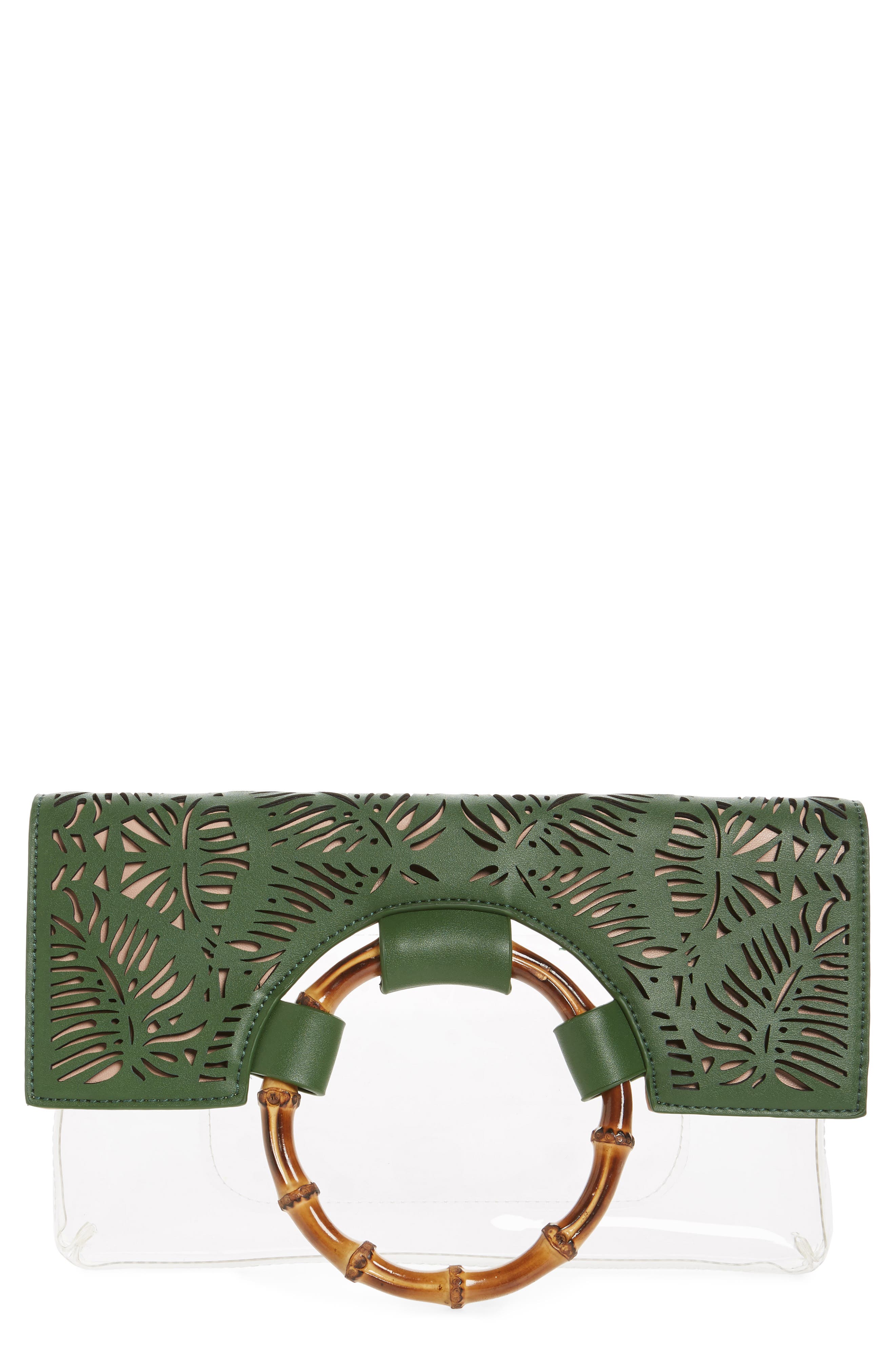 Leith Tropical Transparent Clutch, Main, color, 