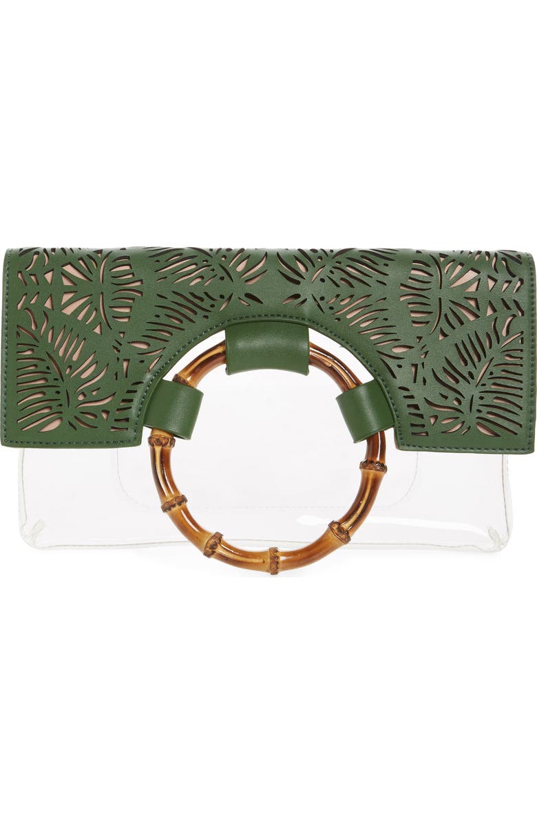 Leith Tropical Transparent Clutch, Main, color,