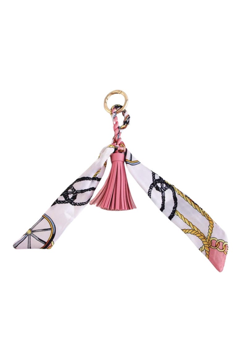 Scarf & Tassel Bag Charm, Main, color, PINK