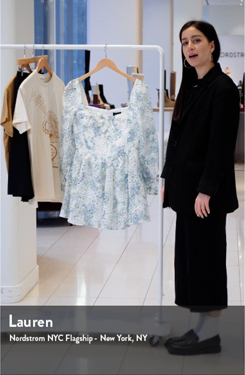 Lila Eyelet Flounce Long Sleeve Minidress, sales video thumbnail