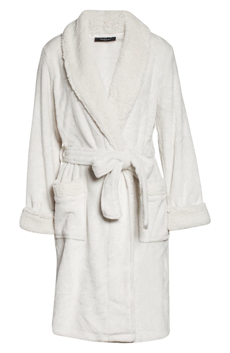 Natori Plush Fleece Robe, Main, color, Bone