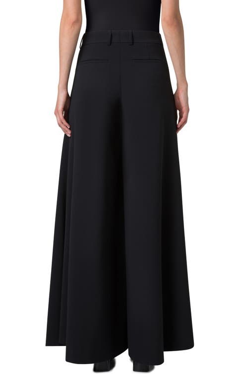 Akris Fiorello Pleated Wool Blend Palazzo Pants In Black