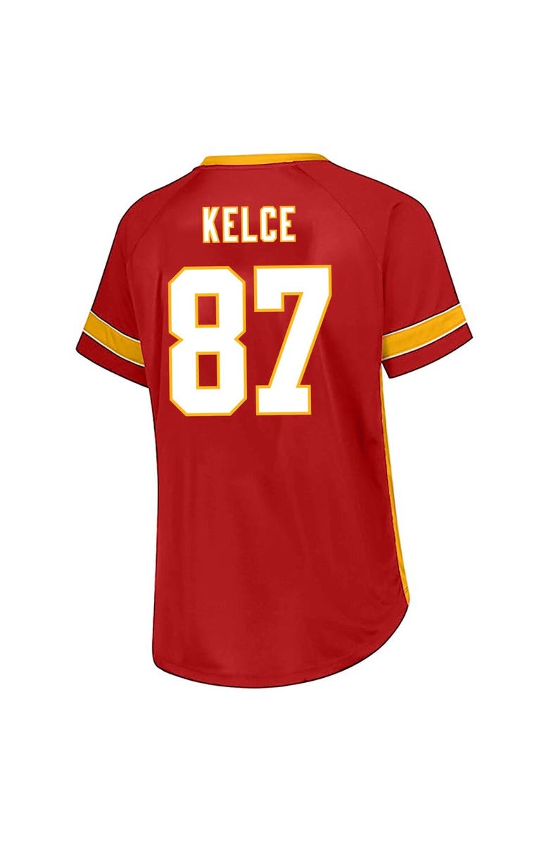 FANATICS Women's Fanatics Travis Kelce Red Kansas City Chiefs Plus Size Name & Number Lace-Up T-Shirt, Alternate, color,