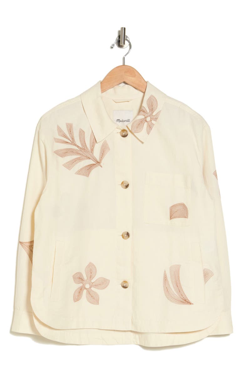 Madewell Floral Embroidered Crop Shirt Jacket, Alternate, color,