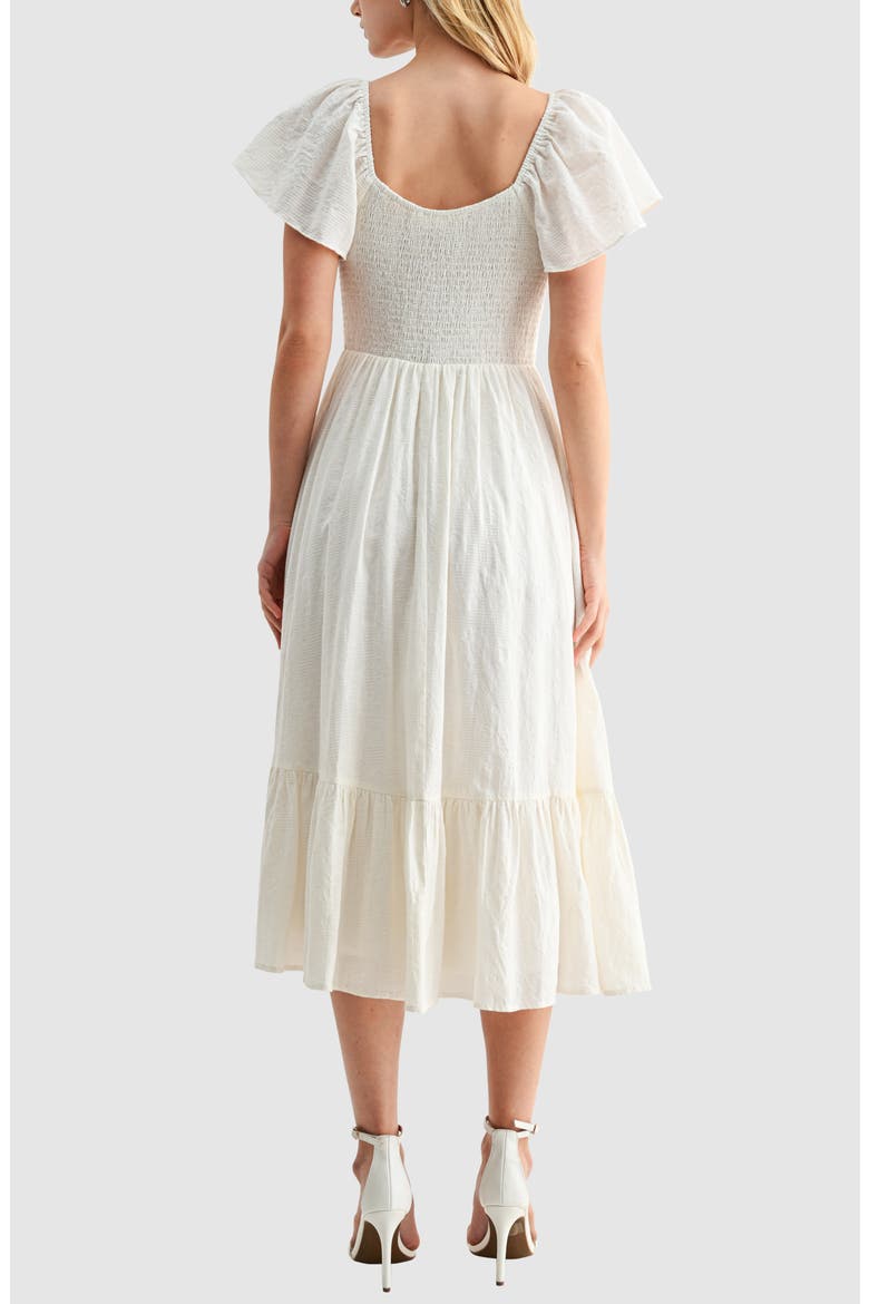 Floral Flutter Sleeve Sundress, Alternate, color, OFF WHITE