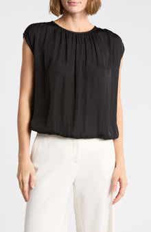 Crinkle Satin Bubble Hem Top