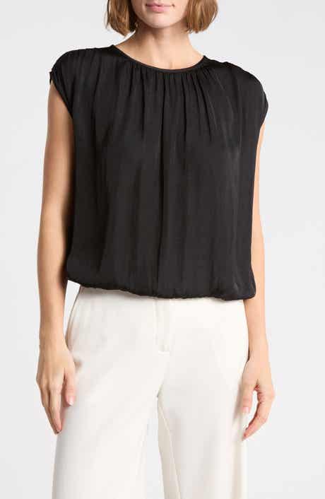Crinkle Satin Bubble Hem Top