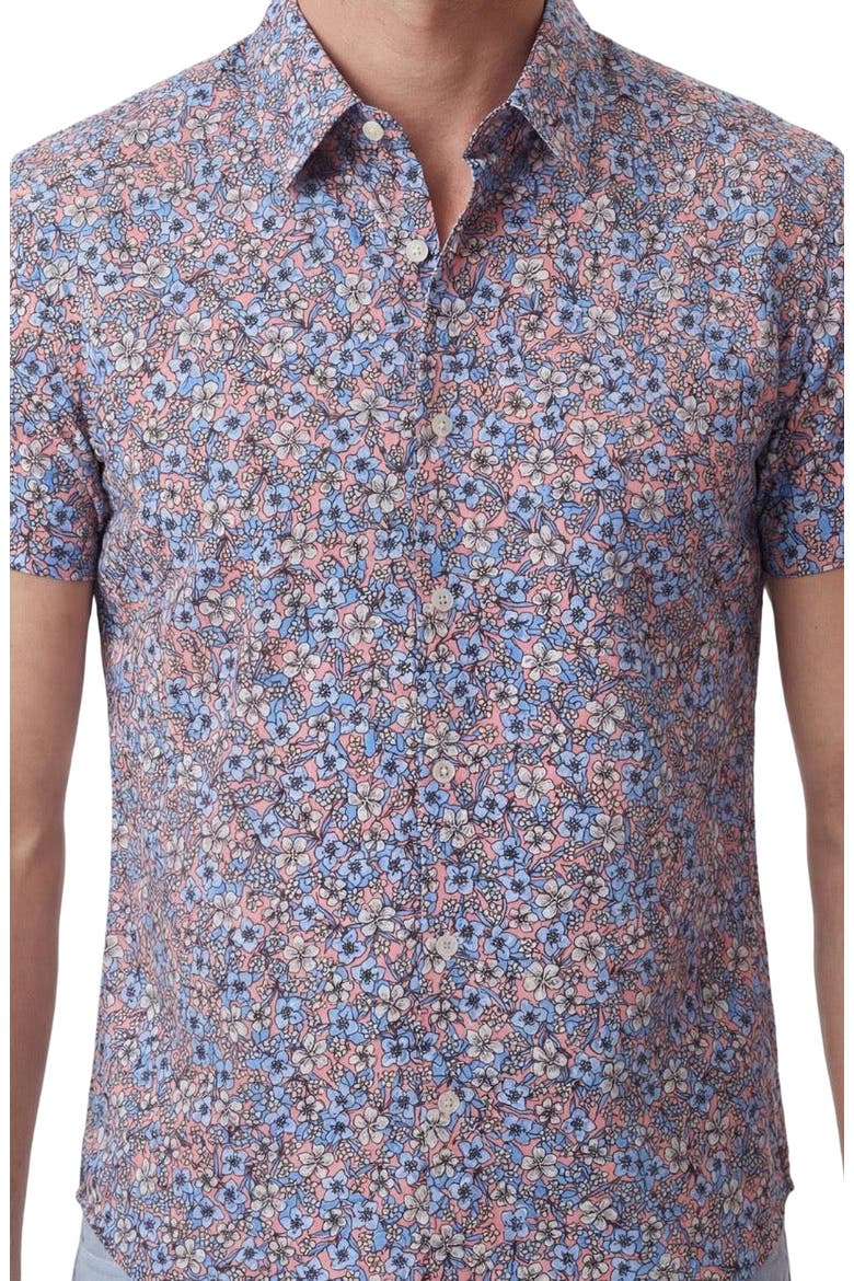 Floral Field Mens Printed Button Up Shirt, Alternate, color, FLORAL FIELD CORAL
