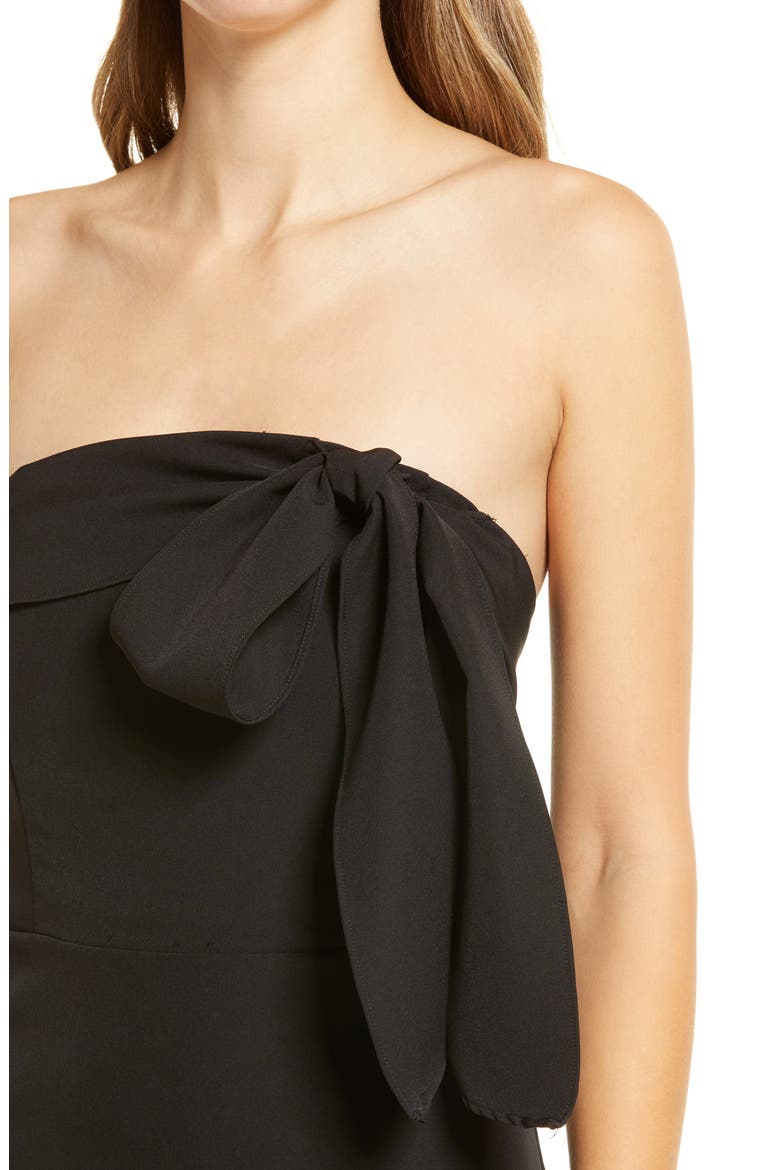 Bow Strapless Minidress, Alternate, color, BLACK