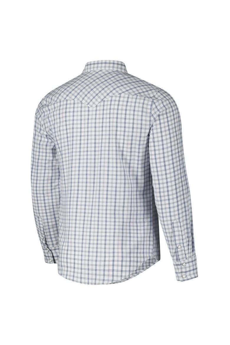 Men's Colosseum x Wrangler White Michigan Wolverines Plaid Window Pane Long Sleeve Full-Snap Shirt, Alternate, color, White