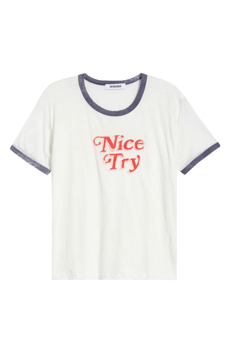 Daydreamer Nice Try Burnout Ringer T-Shirt, Alternate, color, Vintage White/Navy