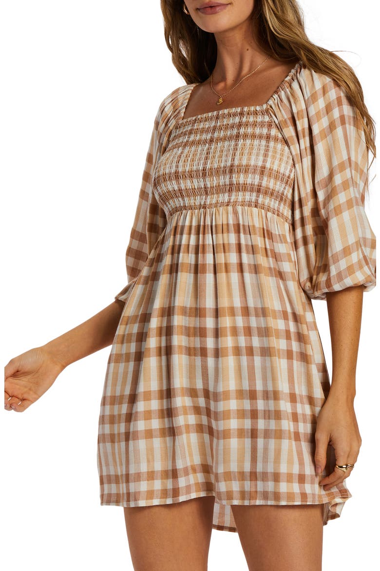 Paradise Days Smocked Minidress, Alternate, color, TRUFFLE