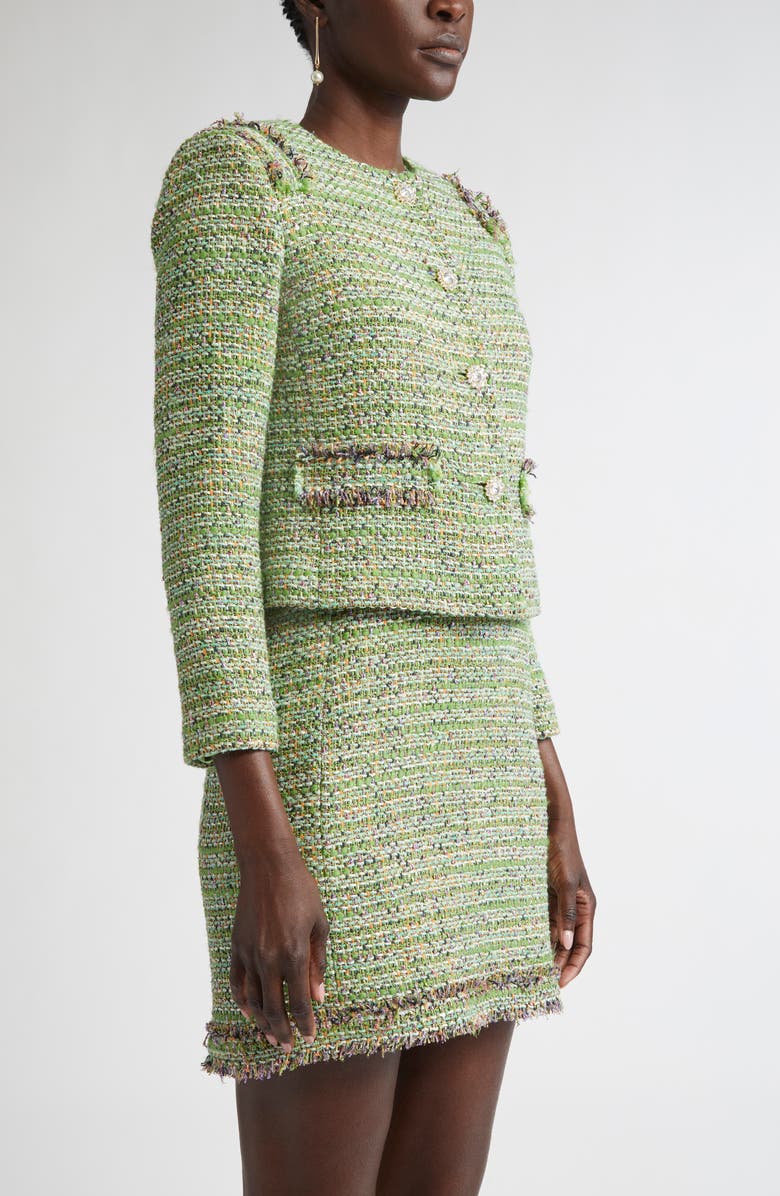 ST. JOHN Arden Metallic Tweed Jacket, Alternate, color, Jade/ Light Jade Multi