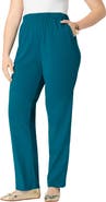 Roaman's Plus Size Soft Knit Relaxed Pull-On Straight Leg Pant