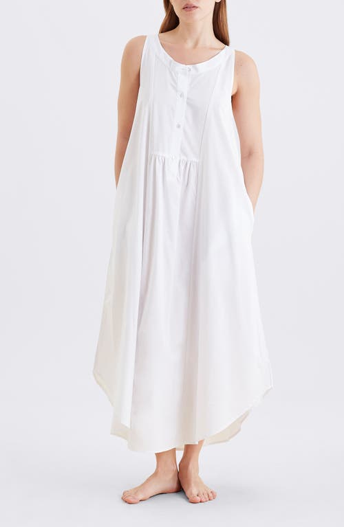 Papinelle Madison Button-up Maxi Nightgown In White