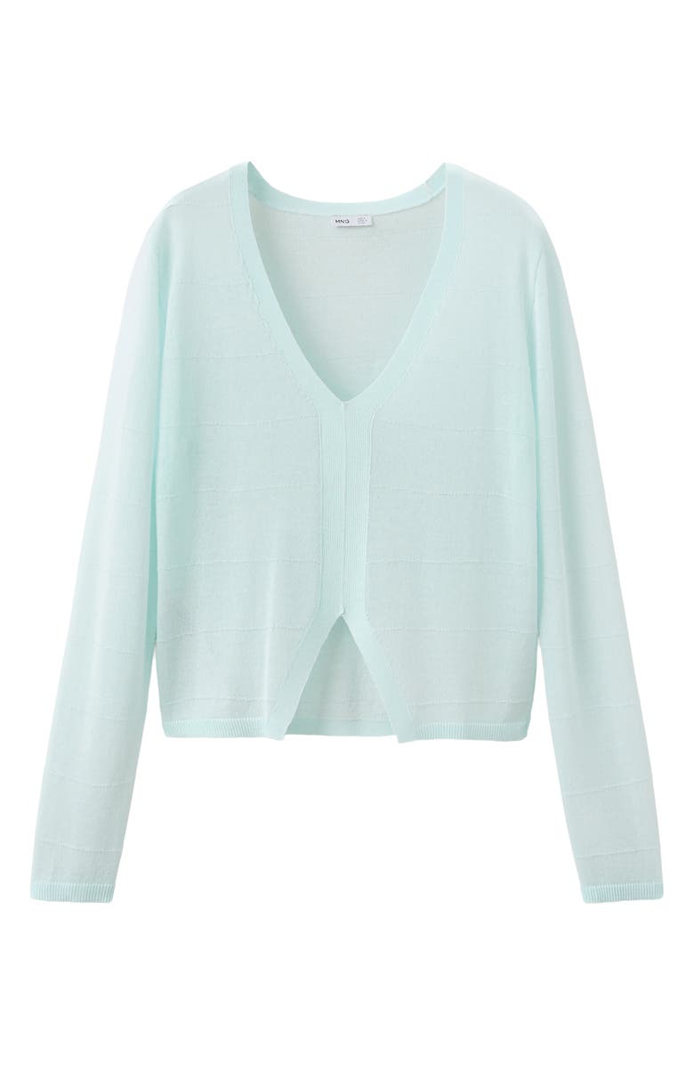 MANGO TEEN Split Front Semisheer Crop Sweater, Alternate, color, Mint Green