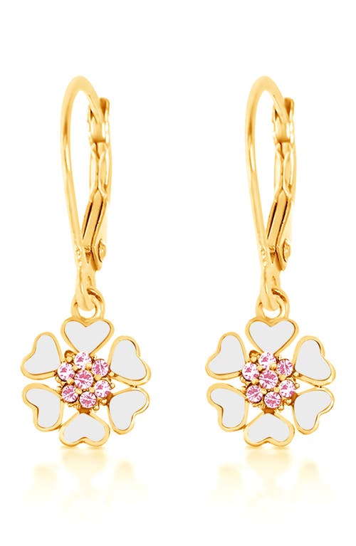 Shop Chanteur Kids' Flower Drop Earrings In White/pink