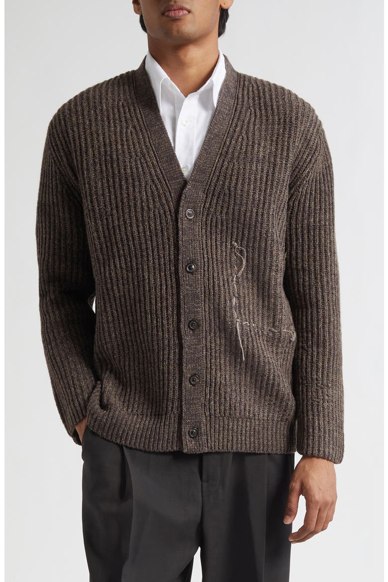 Virgin Wool Blend Cardigan, Main, color, BROWN