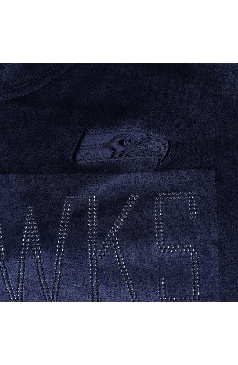 DKNY SPORT Women's DKNY Sport College Navy Seattle Seahawks Deliliah Rhinestone Funnel Neck Pullover Sweatshirt, Alternate, color, 