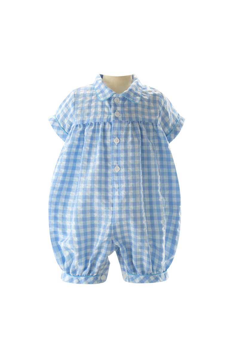 Rachel Riley Gingham Babysuit, Main, color, 