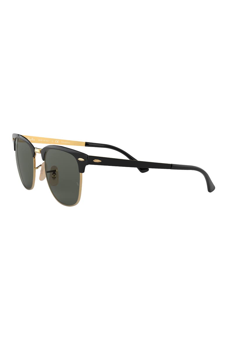 Clubmaster Metal 58mm Polarized Square Sunglasses, Alternate, color, GOLD/ BLACK/ GREEN
