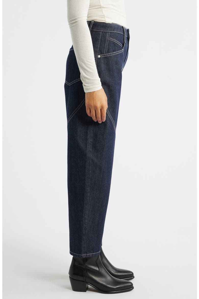High Waist Spliced Seam Crescent Leg Jeans, Alternate, color, INDIGO