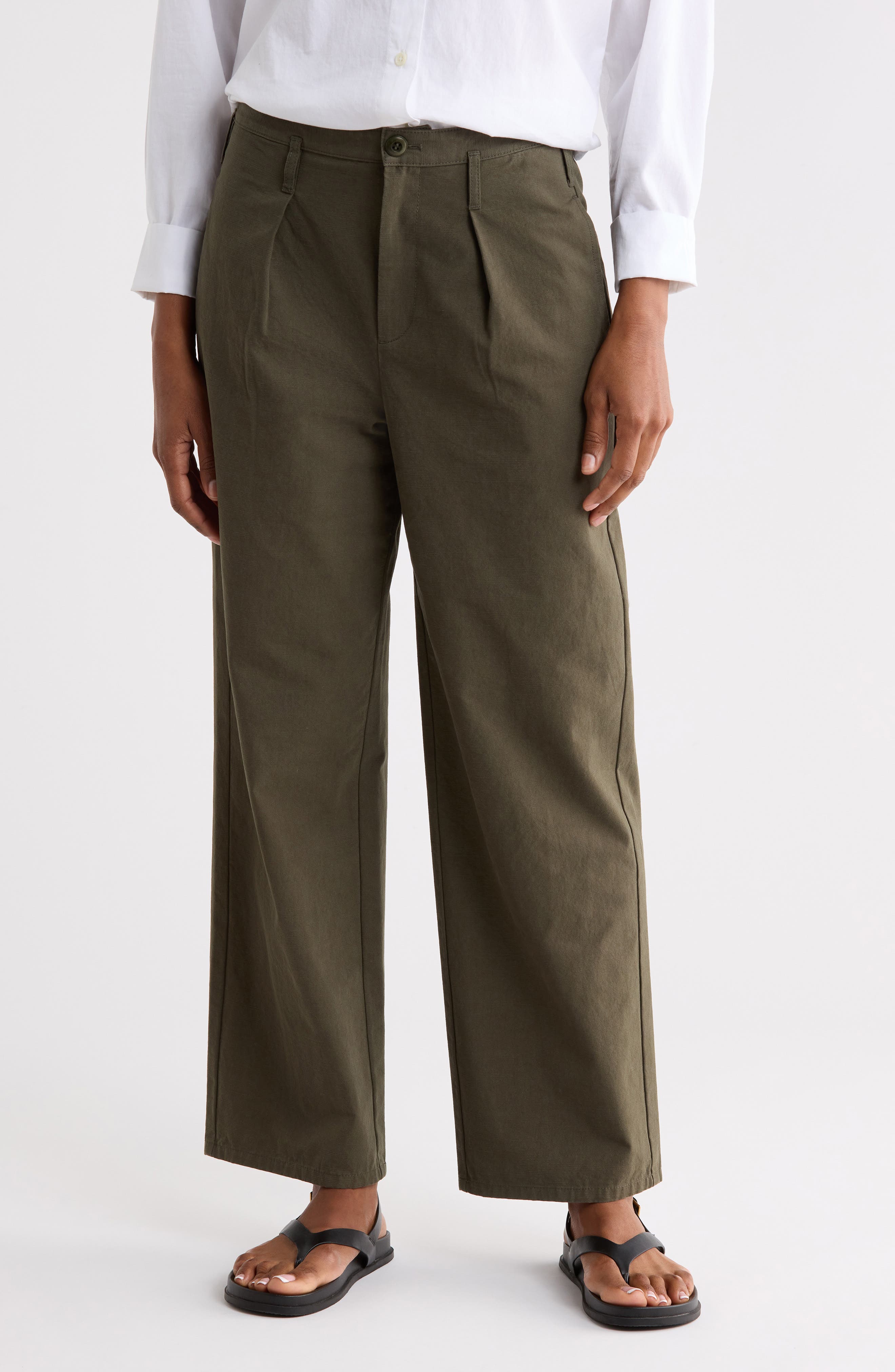 The Parker High Waist Pleated Wide Leg Cotton Pants