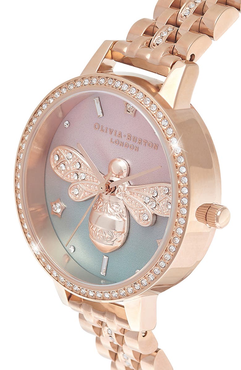 Olivia Burton Sparkle Bee Bracelet Watch, 34mm, Alternate, color, 