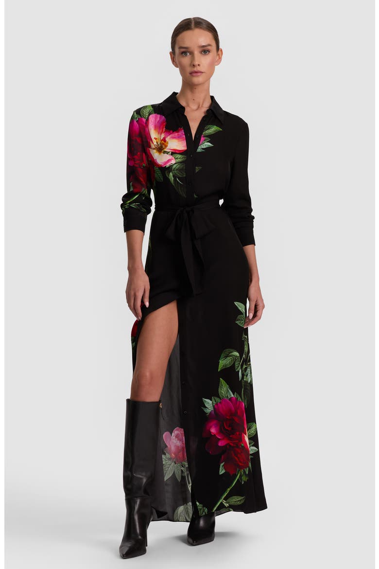Chassidy Long Sleeve Floral Maxi Shirtdress, Alternate, color, EMPRESS BLOOM BLACK