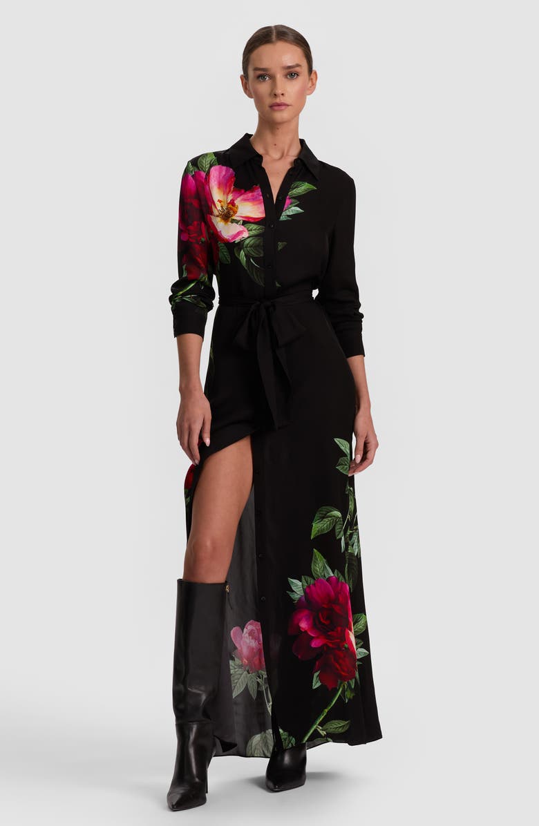 Alice + Olivia Chassidy Long Sleeve Floral Maxi Shirtdress, Alternate, color, 