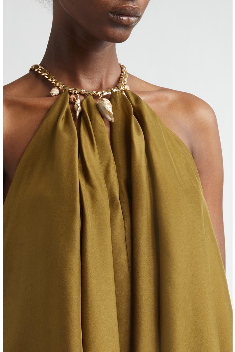 Mahon Silk Habutae Halter Top, Alternate, color, OLIVE