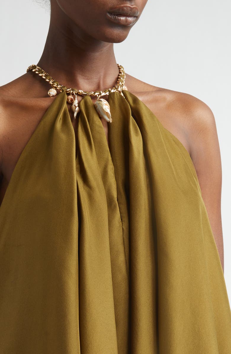Zimmermann Mahon Silk Habutae Halter Top, Alternate, color, Olive