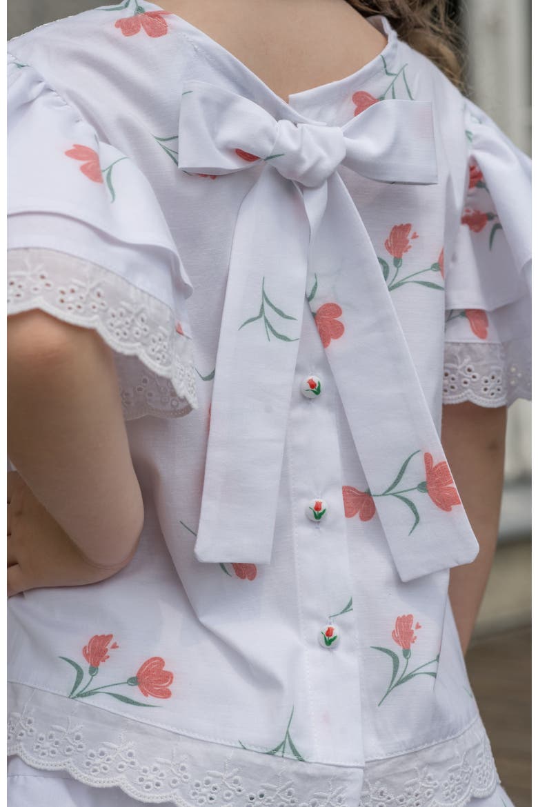 Tulip Cotton Blouse and Shorts Set, Alternate, color, White Tulip Print