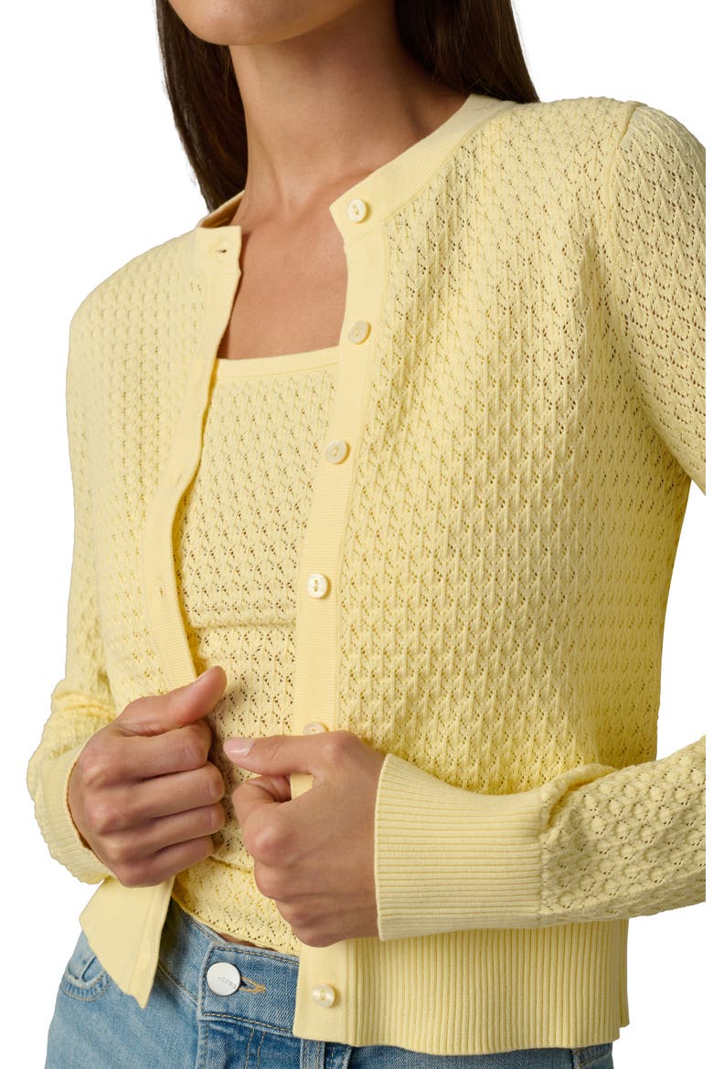 The Pointelle Dani Cardigan, Alternate, color, SUNSHINE