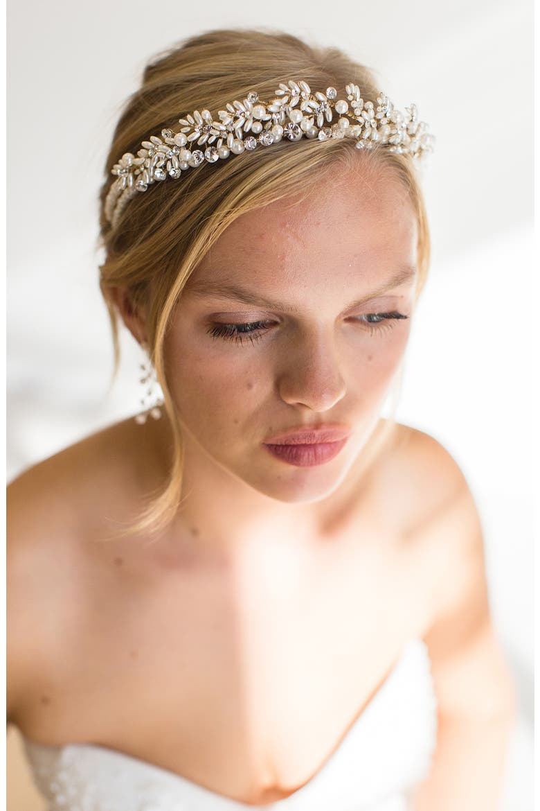 Iriyah Crystal & Freshwater Pearl Crown (Nordstrom Exclusive), Alternate, color, GOLD