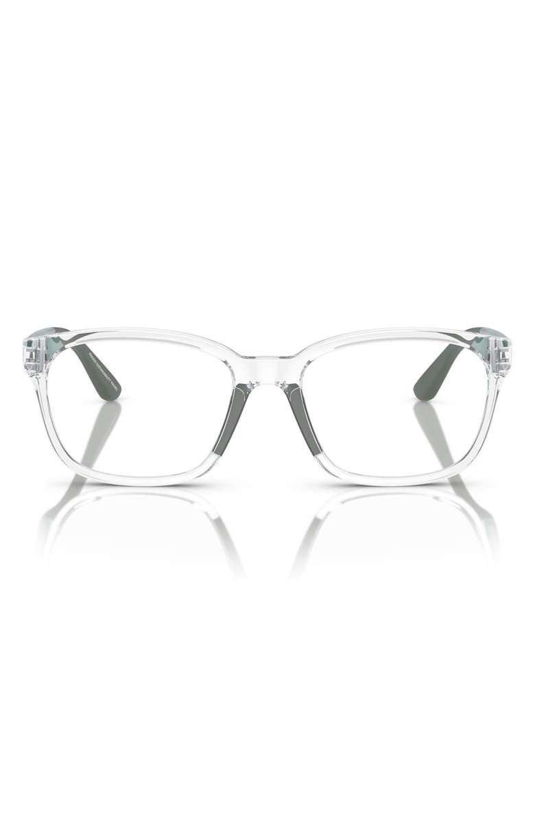 Emporio Armani 49mm Pillow Optical Glasses, Main, color, Shiny Crystal / Demo Lens