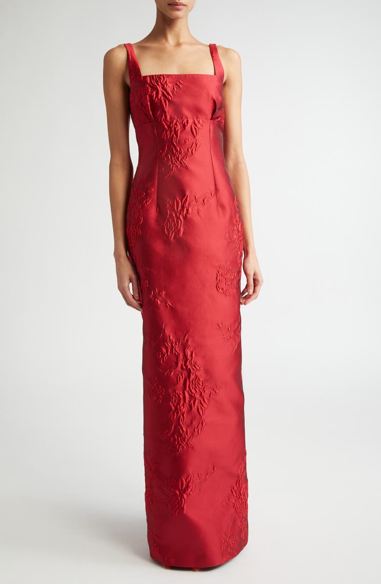 Emilia Wickstead Micheline Sleeveless Rose Jacquard Dress, Main, color,