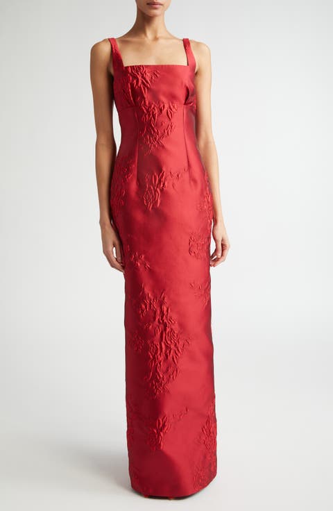 Micheline Sleeveless Rose Jacquard Dress