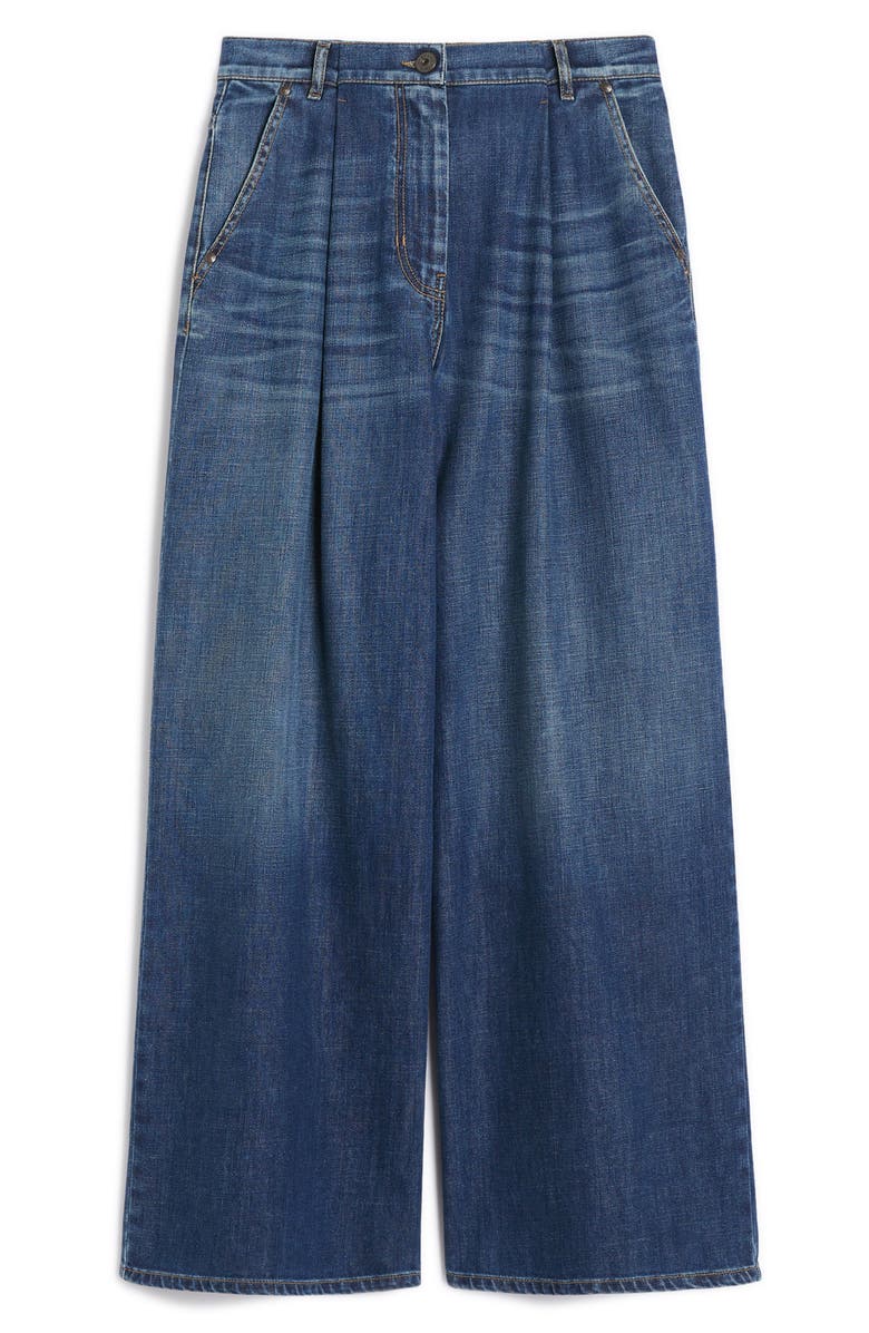 Weekend Max Mara Ortles Pleat Front Wide Leg Jeans, Alternate, color, Navy