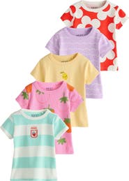 NEXT Rib Assorted 5-Pack Cotton T-Shirts