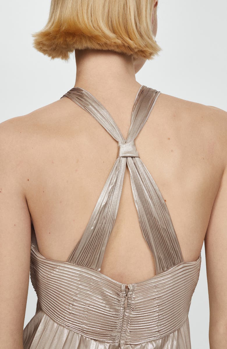 MANGO Pleated Cross Back Dress, Alternate, color, 