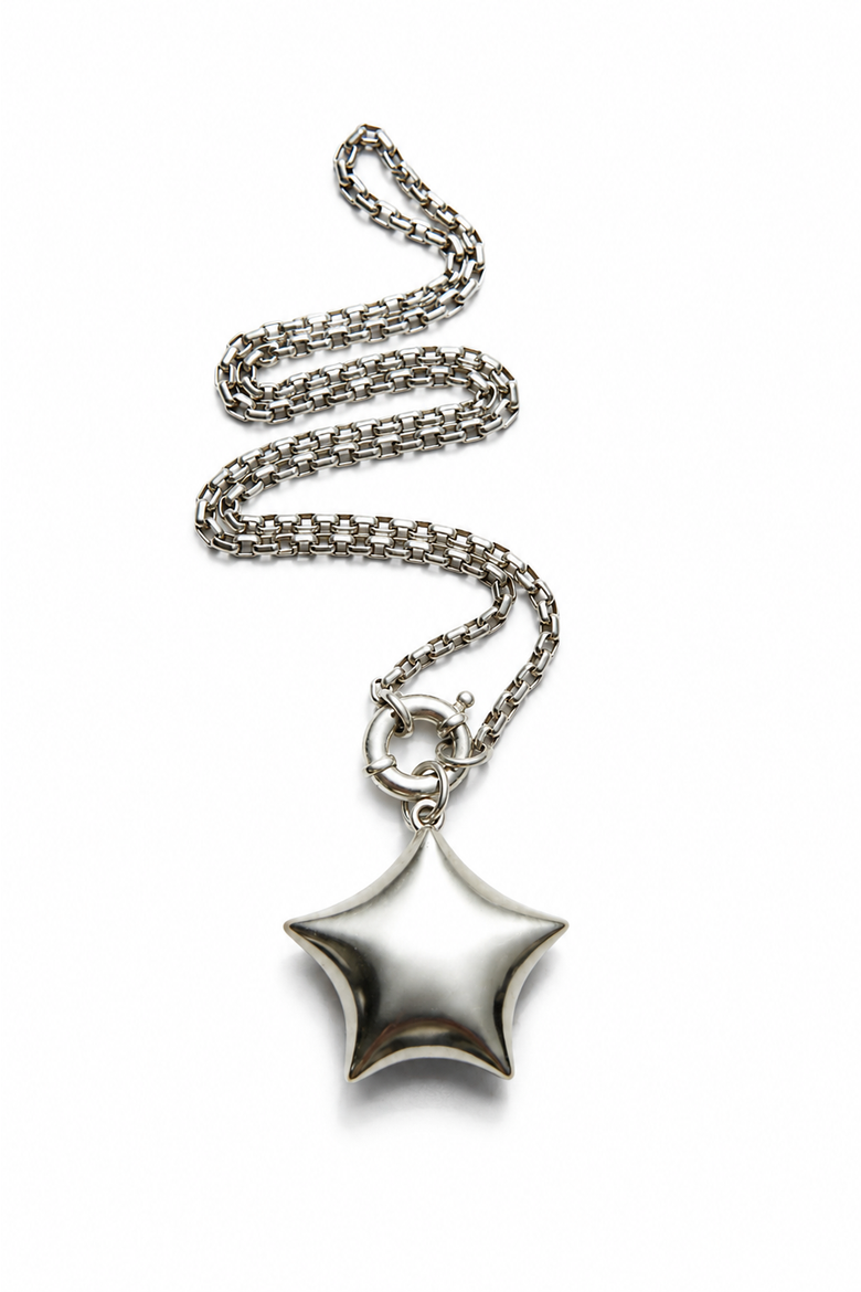 Puffed Star Necklace, Alternate, color, Silver