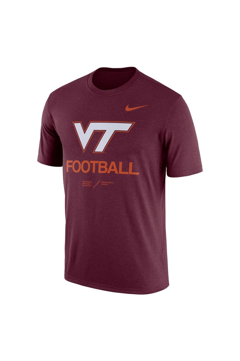 Men's Nike Heathered Maroon Virginia Tech Hokies Team Football Legend T-Shirt, Alternate, color, Heather Maroon