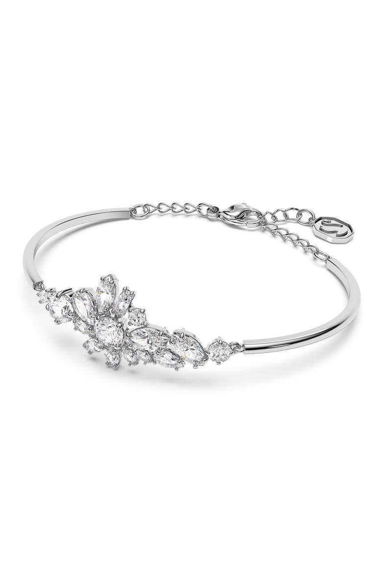 Gema Crystal Flower Bangle Bracelet, Alternate, color, WHITE