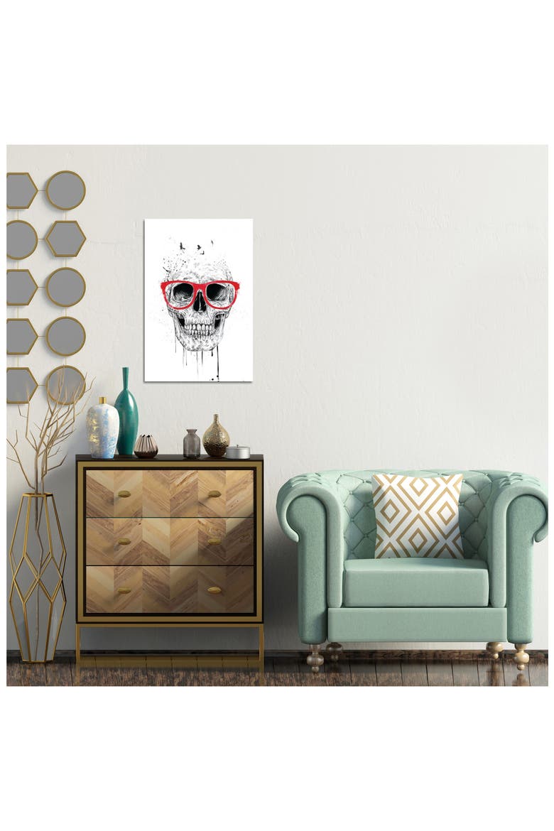Skull With Red Glasses by Balazs Solti, 14"x19", Alternate, color, RED