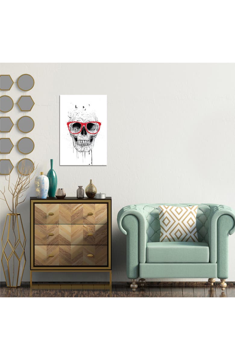 iCanvas Skull With Red Glasses by Balazs Solti, 14"x19", Alternate, color, Red