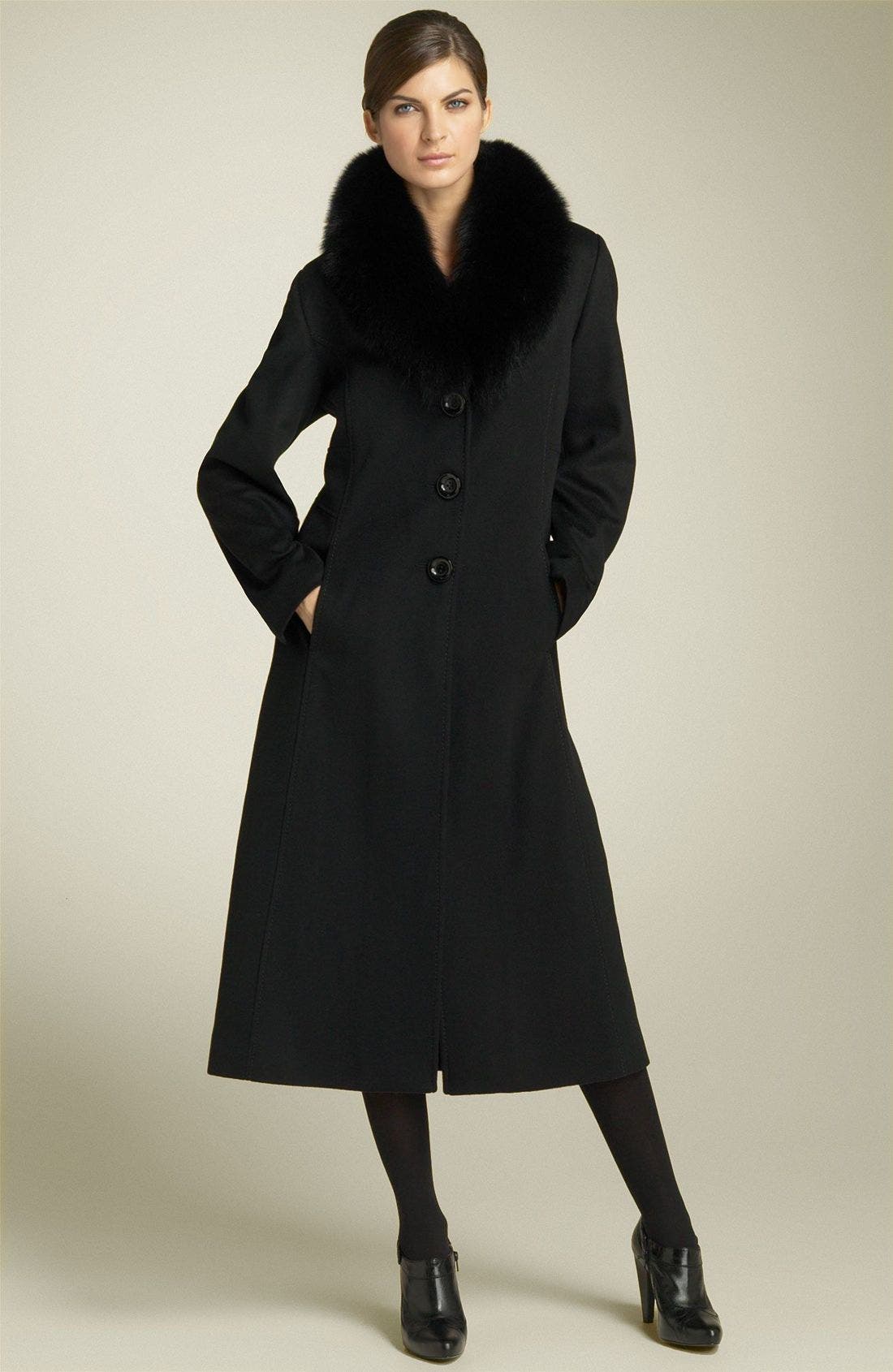 SACHI Fox Fur Trim Coat (Women) | Nordstrom